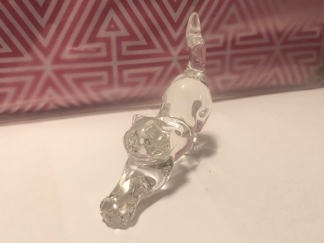 LENOX Lazy Afternoon Fancy Cat Kitten Full Lead Crystal Sculpture Box COA