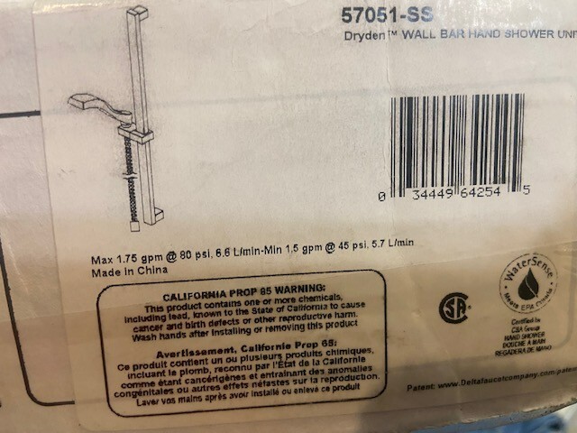 Delta 57051-SS Dryden 1.75 GPM Hand Shower Package Brilliance Stainless
