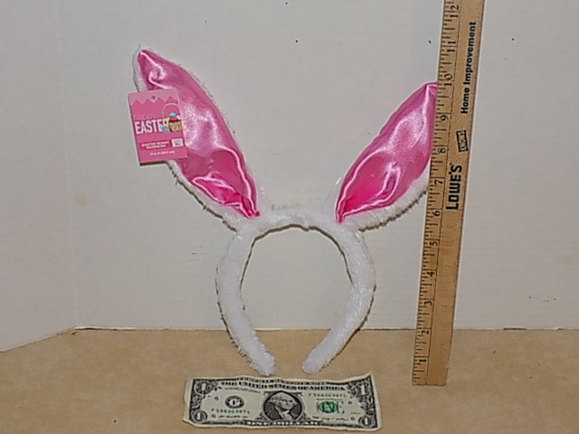 Easter Bunny Rabbit Ears Headband Pink/White