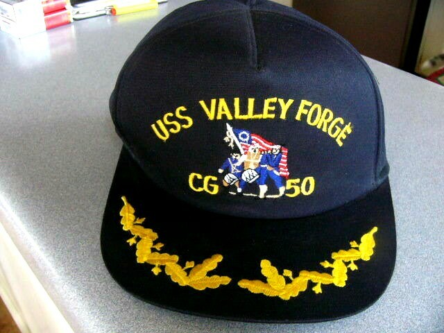 USN VALLEY FORGE CG50 CAP. Scrambled Egg, Adjusts, Original Desert Storm.