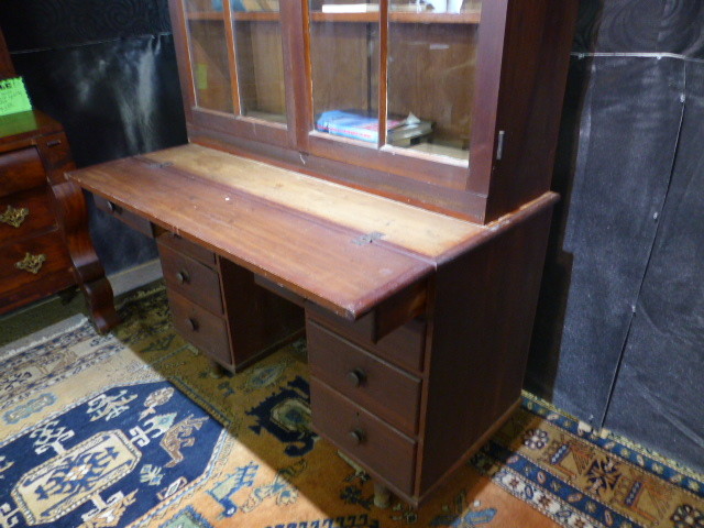19thc antique cherry secretary bookcase desk made in orwell vt circa 1850