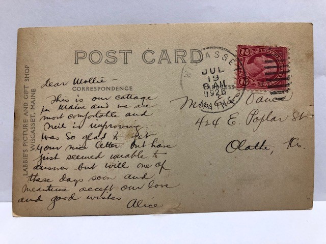 1926 Wiscassett Maine Cabin Resort Labbie's Picture Shop Real Photo Postcard
