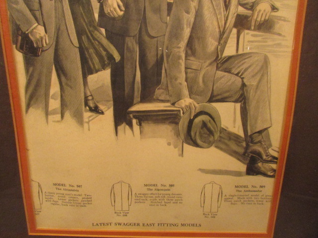 Framed business suit advertising coat jacket vintage hat amazing decor item