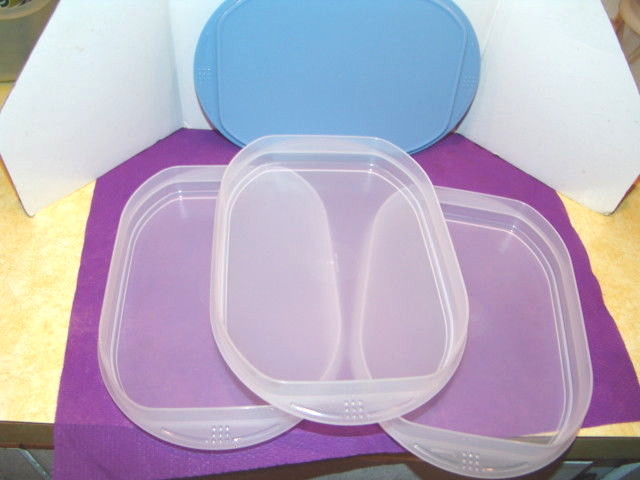 Tupperware 3 ~Sheer Fridge Stackables Trays~8 3/4
