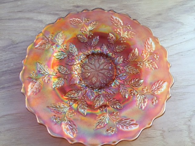 Fenton Carnival Holly Plate