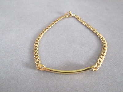 Stainless Steel Gold Plated ID Bracelet 8.25 inch Curb Chain Fashion USA Seller