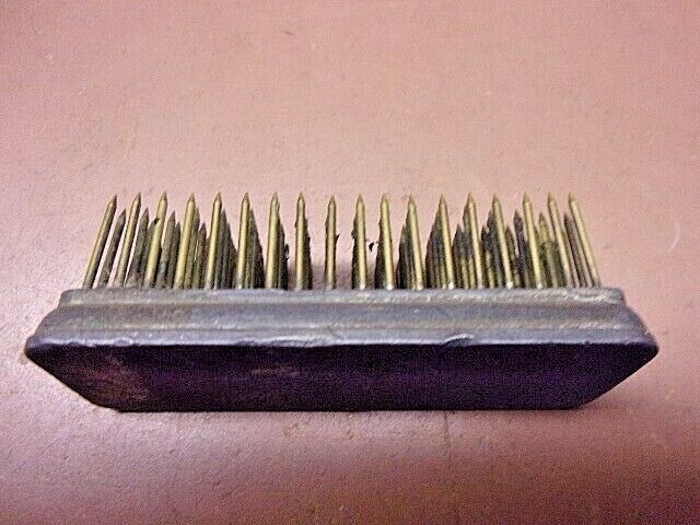 Antique Rectangular Flower Frog Brass Spikes Lead Base 1 1/8