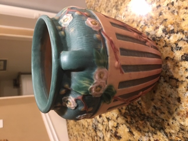 Excellent Roseville Pink Cherry Blossom Vase - 7