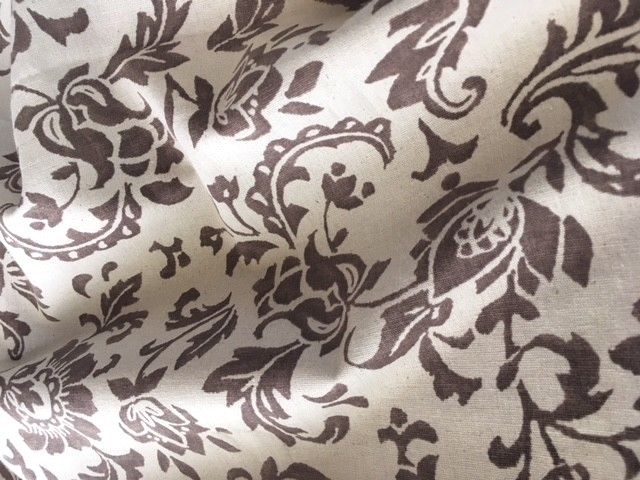 Vintage French Floral Indienne Block Printed Design Mocha Brown and Ivory 36