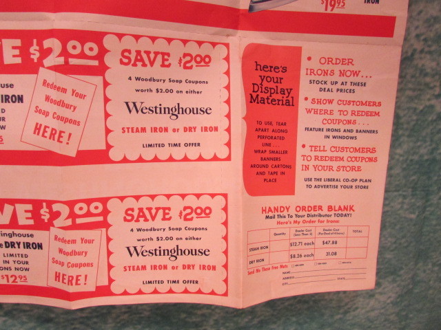 1950's Westinghouse Iron Steam Dry promotion advertising sign vintage Poster