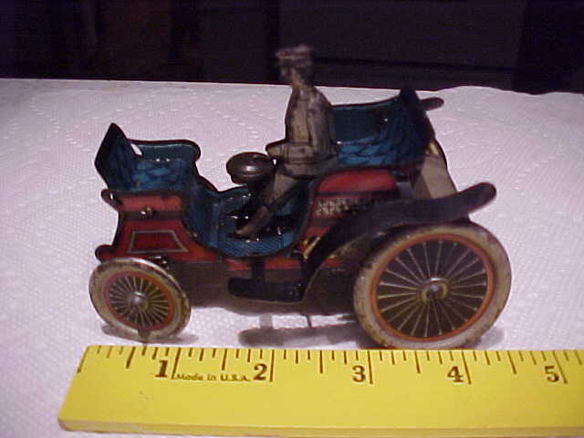 Vintage Old Litho on Tin Windup Toy Open Top Car Vis-a-Vis Wind Up Not Working