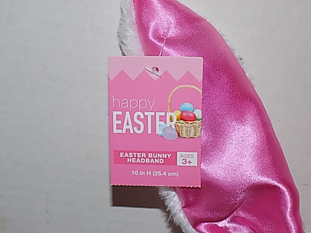 Easter Bunny Rabbit Ears Headband Pink/White