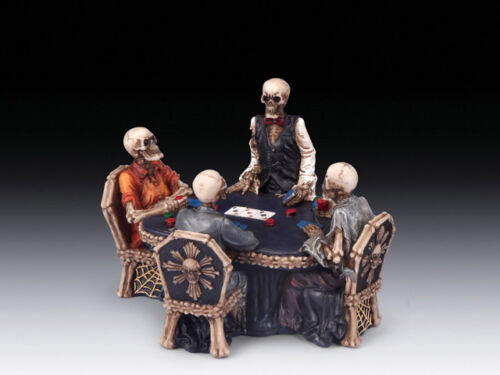 Skeletons at Poker Table Skull Figurine Statue Skeleton Halloween