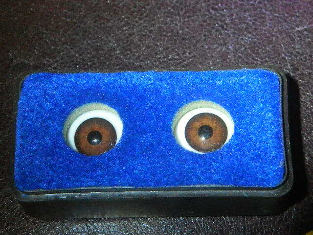 NOS VINTAGE GLASAUGEN DOLL EYES - 20MM BROWN - VINTAGE GERMAN GLASS DOLL EYES