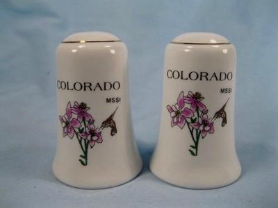 Colorado MSSI Salt & Pepper Shaker Set Rocky Mountain Columbine Lark Bunting (O)