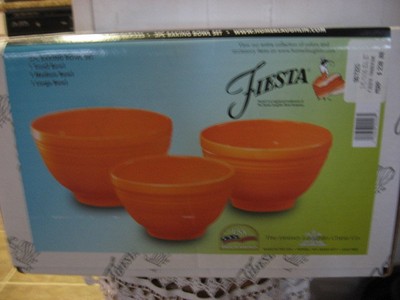 Fiesta Retired TANGERINE 3 PC Baking Bowl Set - 1st Quality -New