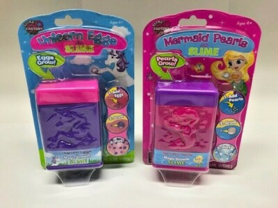 New Lot (2) Slime Factory Mermaid Pearls & Unicorn Eggs Magic Growth Slime NIB