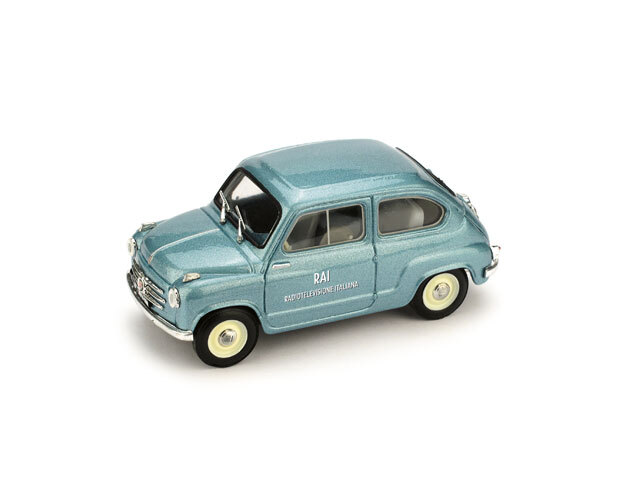 Miniature Voiture Auto 1:43 Publicitaires Commerciales Brumm Fiat 600 Tv Rai