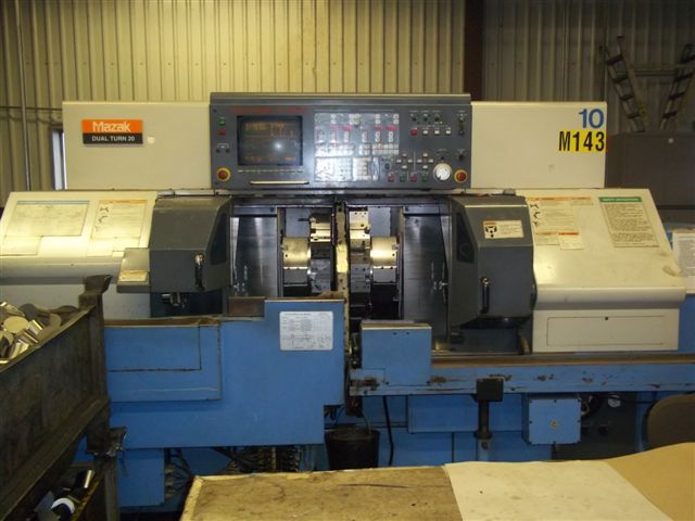 MAZAK DUAL TURN 20 CNC LATHE WITH LOAD / UNLOAD CONVEYORS.