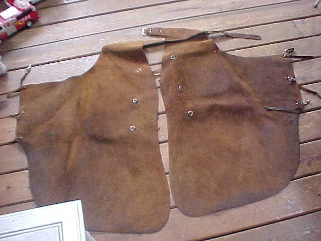 Vintage Old Leather Conchos Cowboy Chaps North & Judd Anchor Mark On Hardware