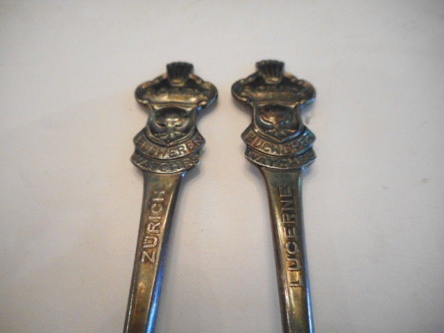 Lot of 2 Vintage Silver Plate LUCERNE ROLEX BUCHERER WATCHES SPOONS ~ 4.25