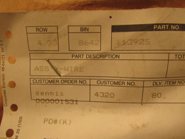 NOS Wheel Horse Toro Part 113925 wire battery Assy deck push mower lawn