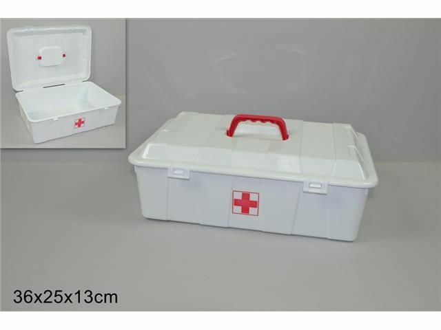 Cassetta Box Pronto Soccorso Valigetta Contenitore Cerotti Medicine 36x25x13 dfh