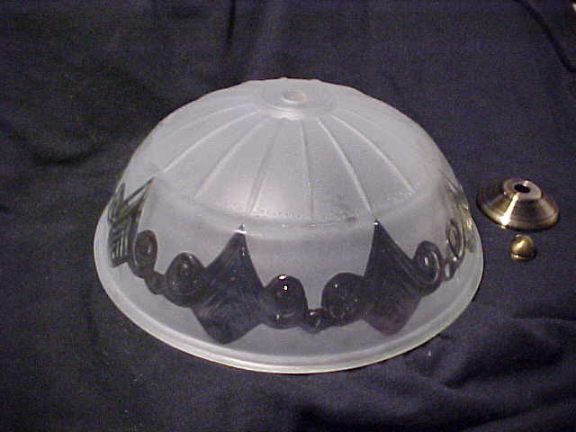 Center suspended frosted ceiling shade globe fixture Art Deco~attachment