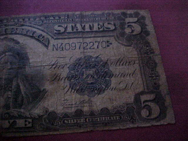 $5.00 Silver Certificate    CHIEF NOTE     1899