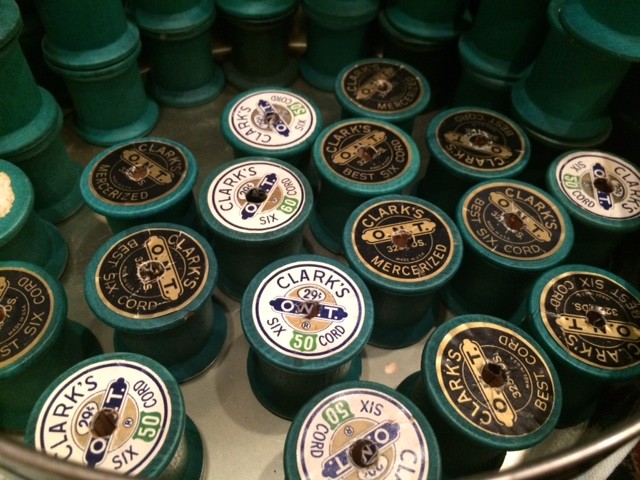 47 Clark Wooden Spools Green Empty thread spools Vintage