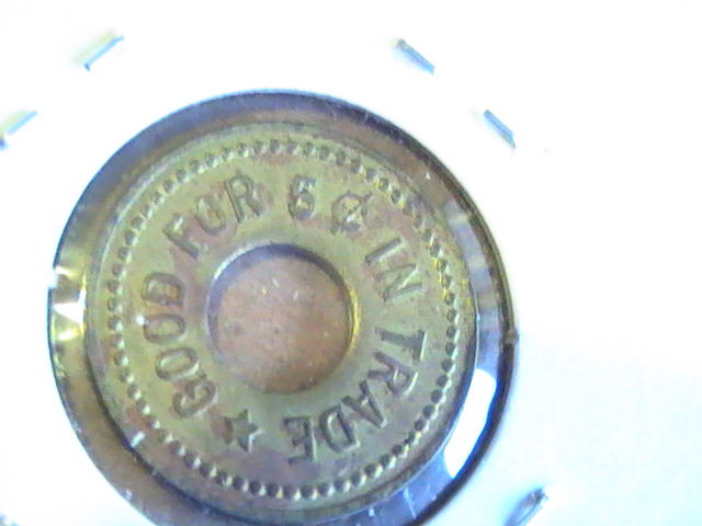 TOKEN B.P.O.E. Elks Club #593 GOOD FOR .05 IN TRADE Aberdeen WA BRASS FIVE CENTS