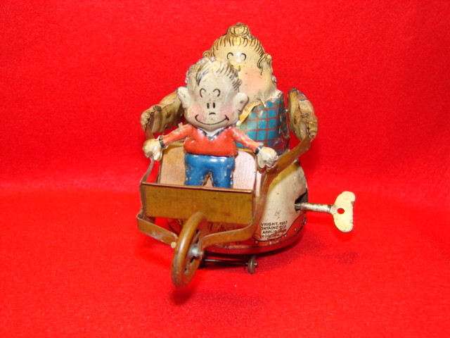 Vintage 1923 Powerful Katrinka W/Jimmy in wheel barrow-tin w/u-Nifty, Germany
