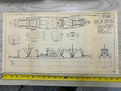 Blueprint Style World War 2 German Submarine 12 tall x 27 wide Art Print