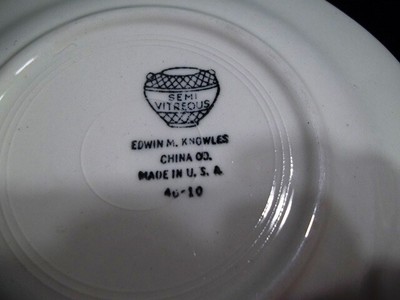 Vtg Edwin Knowles White Bread & Butter Plates with Pink Yellow Mutlicolor 5 3/4