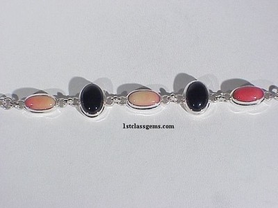 NEW Blue Buddha Designer Onyx & Coral Bracelet - 7.5