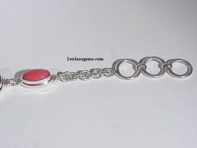 NEW Blue Buddha Designer Onyx & Coral Bracelet - 7.5