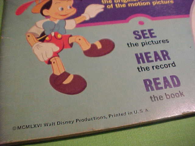 Walt Disney's Story Of Pinocchio - 24 Page Read-Along Book And Record