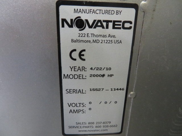 Novatec NW-600N Used Material Dryer & NPH200 lb. Hopper, Yr. 2010, 460V, #8335