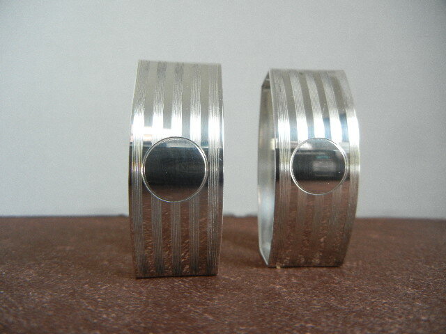 STERLING SILVER (925) NAPKIN RINGS PAIR (2) ART DECO DESIGN EXCELLENT CONDITION