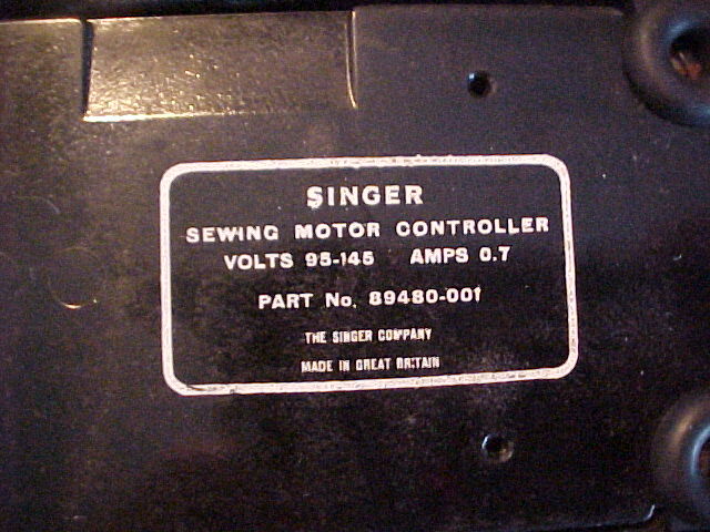 Singer Sewing Machine #347 Foot Pedal Motor Controller Part no 89480-001
