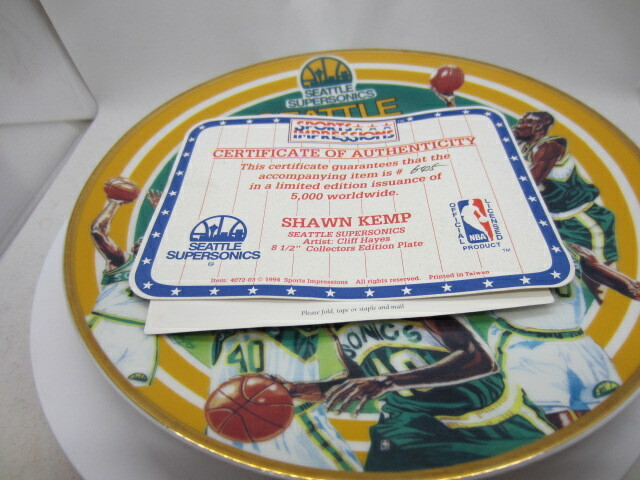 1995 Sports Impressions Shawn Kemp Seattle Supersonics Plate 645/5000