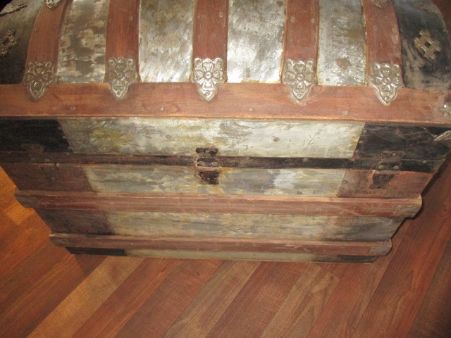 YOUR 1800's Focal Point; Metal Inlay Camel Back Steamer Trunk PICK-UP-ONLY!