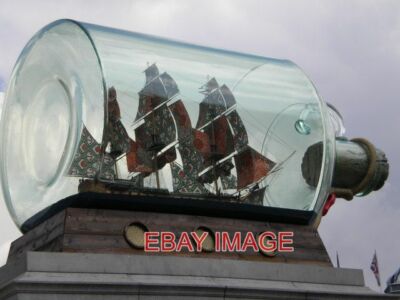 PHOTO  SHIP IN A BOTTLE ON TOP OF THE FOURTH PLINTH TRAFALGAR SQUARE  2010