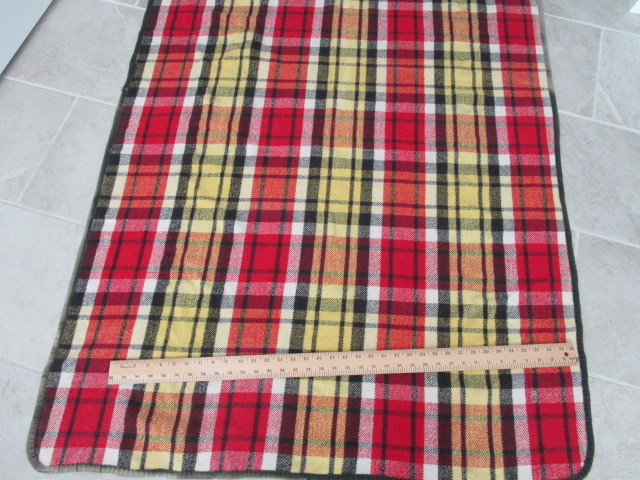 Vintage Wool Blanket Throw Red Yellow Plaid
