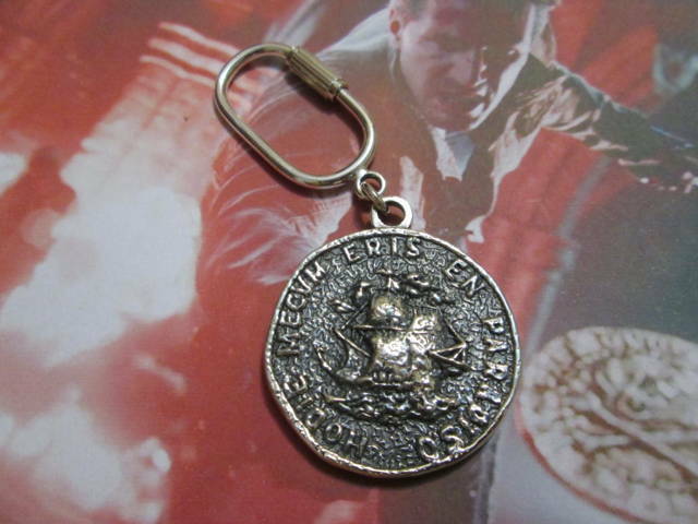 Pre-owned Uncharted Coin Pirate Skull Keychain Made Sterling Silver 925-artisan Product