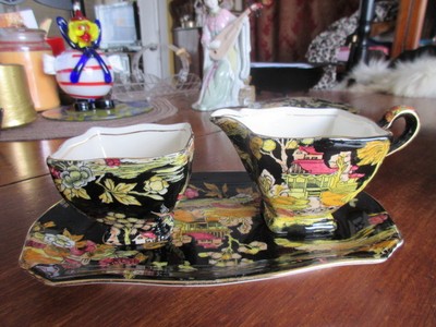 #5A ROYAL WINTON creamer sugar tray DISH GRIMWADES MADE IN ENGLAND DESIGN PEKIN