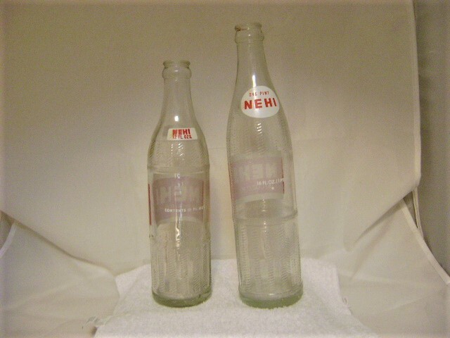 Vintage NEHI Soda Bottles, 16FL. OZ. & 12FL. OZ. With Painted Labels