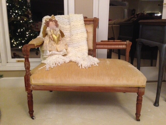 RARE MOTHER/DAUGHTER Antique Victorian SETTEE. Gold velvet Upholstery  Lovely!