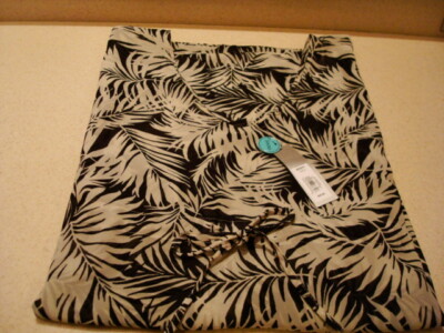 Apt. 9 Beige & Black Leaf Palm Floral Butterfly Swim Cover-Up Sz. XL   $40