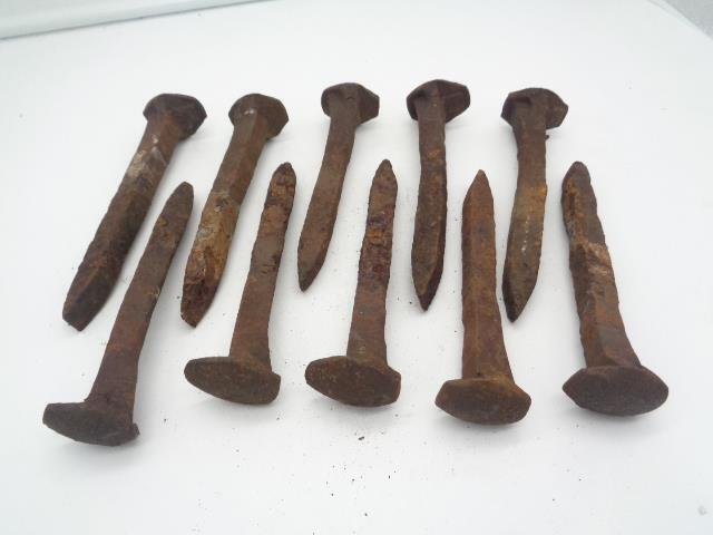 Vintage LOT of 10 Used Rusty Railroad Train Track Iron 6.5" Long Spikes Craft